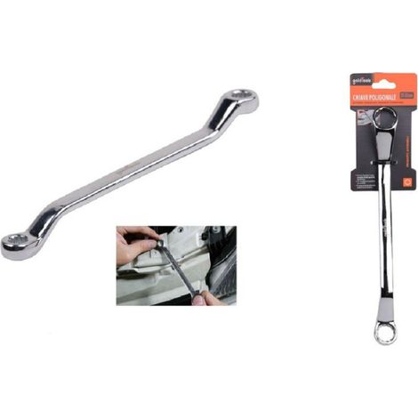 Trade Shop - Llave Anilla Doble Cabeza Curva 20-22mm Anillo Estrella Cromado 91697 - (1/2)