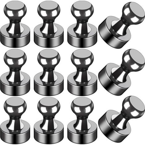 Lot de 12 aimants noirs pour réfrigérateur, pour tableau blanc, bureau, salle de classe, carte, cuisine