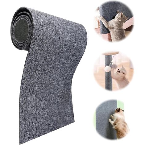 30x100 cm Tapis Griffoir Chat Adhésif, gris clair,Grattoir Mural pour Canapé, Protection Anti Griffe, Peut être Coupé sur Mesure (1/5)