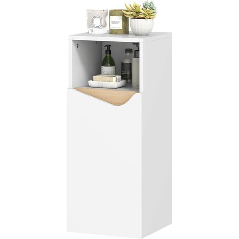 Armoire de salle de bains étroite avec étagères réglables, compartiment ouvert – 30 x 30 x 71,5 cm, blanc (1/5)