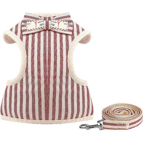 Sangle de poitrine pour chat et chien type gilet avec nœud papillon - Style 2 (1/5)