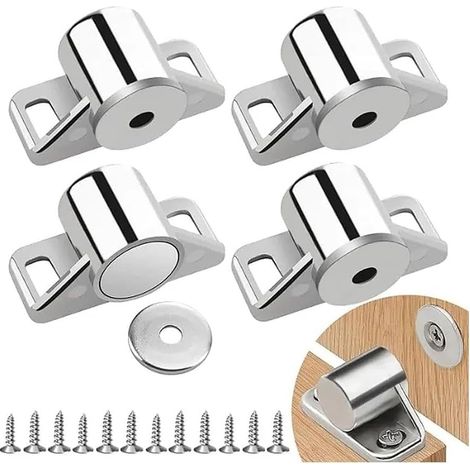4 Pièces de Verrouillage Magnétique Rond, Aimants de Porte Rondes, Verrou de Meuble, Aimant de Porte de Placard pour Placard et Meubles