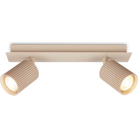 Plafonnier orientable, douille GU10, max. 9 W, spot de plafond, luminaire plafonnier, lustre salon, lumière plafond, lustre chambre, salle à manger, 32 cm, Beige (1/5)
