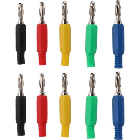 Lot de 10 fiches banane 4mm/0.2in, laiton, boîtier isolant spiralé en PE, connecteurs pour accessoires de sécurité. (1/5)
