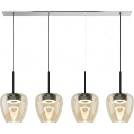 Lampadario moderno top light kylie 1236 4p + r80x4r4 cr gx53 led metallo vetro pirex, vetro ambra (1/5)