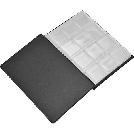 Münzalbum mit 120 PVC-Taschen, PU-Einband, transparentem Design, weich, hochstrapazierfähig, klare Textur, schwarz (1/5)