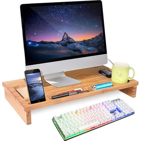 Mobile Rialzo Monitor Pc TV Computer Portatile Con Organizer Scrivania 60x30x8cm (1/5)