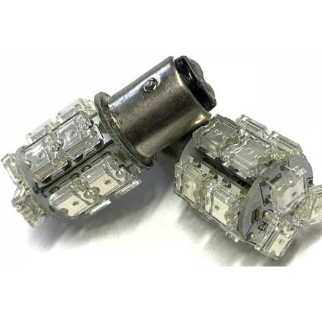 Coppia 2 Lampade Led BAY15D 1157 P21/5W Con 13 F5 Quadrato Colore Rosso 12V 2W