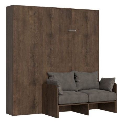 Armoire lit 160x190 avec canapé et colonne de rangement bois noyer Kanto-Couleur Microfibre 00 (1/5)