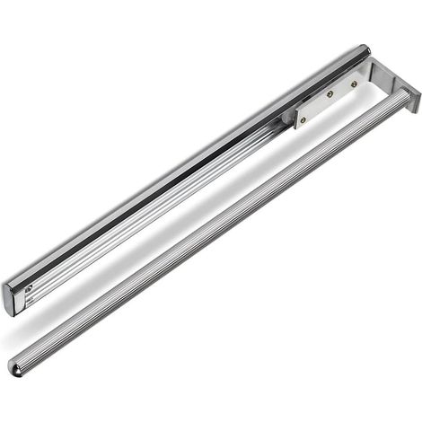 1 - Porte-Serviettes - Aluminium - Extensible Télescopique Pour Salle De Bain Ou Cuisine Montage Sous Plan De Travail Chrome Poli 45x73cm