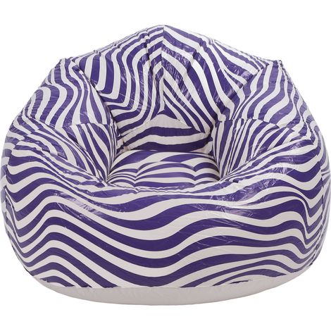 Fauteuil gonflable PVC motif rayures vague ergonomique design minimaliste pouf gonflable bleu (1/5)