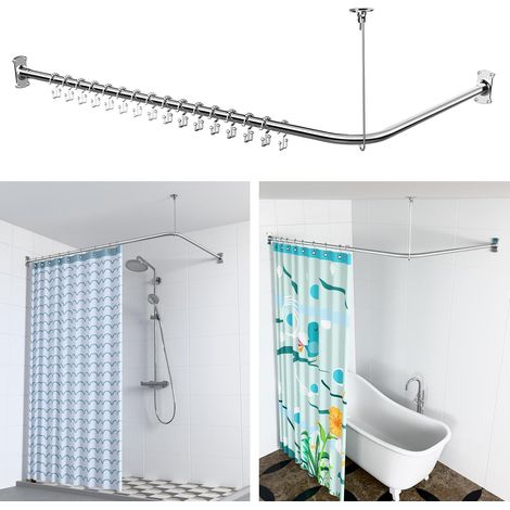 Tringle à rideau de douche en forme de L, 100-120 x 100-190 cm (1/5)