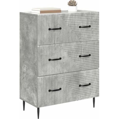 Commode 6 Tiroirs Style Béton Gris, Meuble de Rangement Moderne 66 x 34,5 x 89,5 cm pour Chambre et Salon (1/5)
