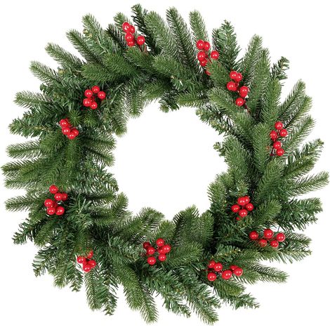 Couronne de Noël, Diamètre 50CM Guirlande Artificielle, Décoration de Couronne pour Noël pour Porte D'entrée, Cheminée et Décoration Murale (1/5)