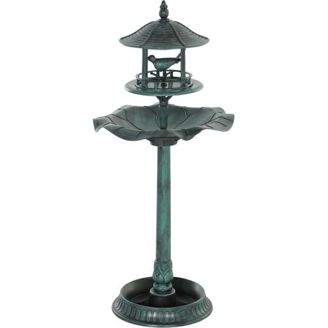 Bain d'oiseaux abreuvoir pour oiseaux jardinière 3 en 1 Ø 50 x 113 cm polypropylène vert-de-gris