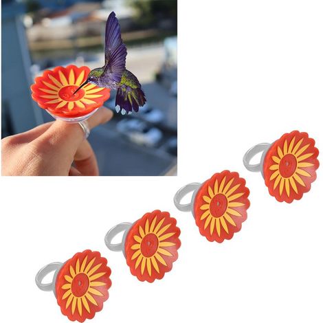 Distributeur de Nectar Portable pour Colibris [Plastique Coloré] - 4 Unités Compactes (5x4.5cm) pour Observation et Attraction (1/5)