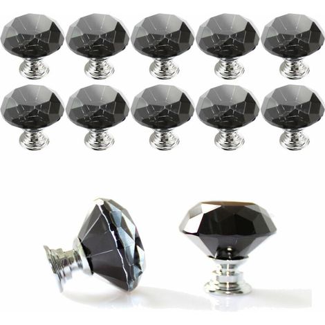 Poignée en cristal transparent de matériel Poignée de porte en verre de diamant de trou unique (10pcs)adapté à un usage domestique (1/5)