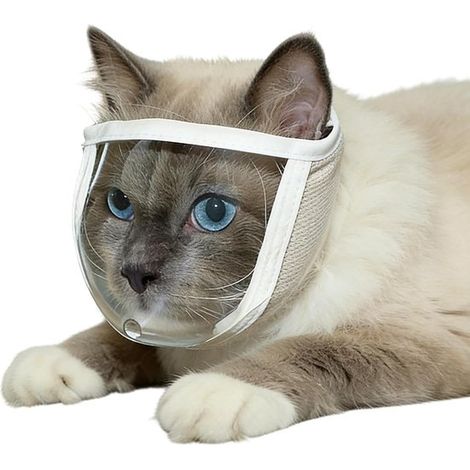 Funda para la cabeza del gato，Funda protectora suave para el aseo，Adecuado para interiores，visitas al veterinario，Para gatos pequeños (1/5)