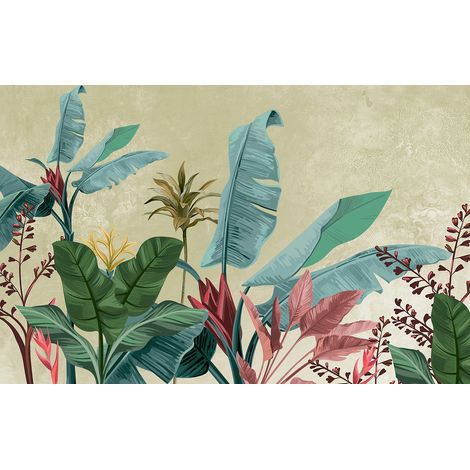 Papier peint panoramique - Feuilles Tropicales - 130 cm x 83 cm (1/2)
