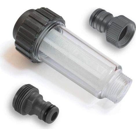 Filtro per acqua con raccordi a innesto per idropulitrice, pompa da giardino, irrigatore da giardino, camper, attacco da 3/4 di pollice compatibile con Kärcher 4.730-059.0 (1/4)