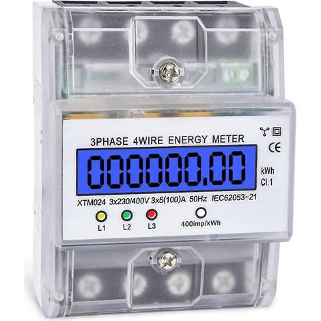Compteur d'électricité triphasé DTM024, affichage numérique LCD, compteur d'énergie (kilowattheure), 220/380 V, 5-100 A-AquaForge (1/5)