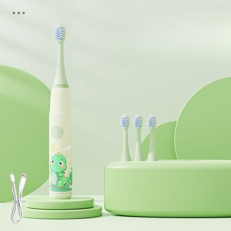 (1 article) Nouvelle brosse à dents pour enfants Brosse à dents sonique de dessin animé Brosse à dents électrique à poils souples rechargeable