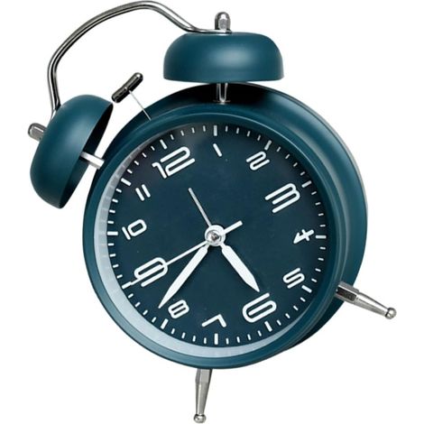 Réveil de Table Rétro Silencieux Horloge en Métal et Verre Bleu (1/5)