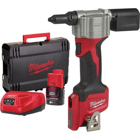 Milwaukee M12 BPRT-201X 12V Rivettatrice a batteria 20,32 mm + 1 batteria da 2,0 Ah + caricabatteria + scatola HD (4933464406) (1/10)