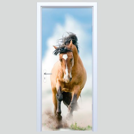 Adhesivo de tela para puerta con caballo al galope 231PD