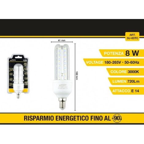 TrAdE Shop Traesio - Lampadina Led 3u E14 8 W Luce Fredda 6500k Naturale 4000k Calda 3000k 48d 3u03t - -Bianco Caldo      -