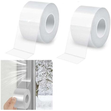 Joints de fenêtre - Joints en caoutchouc transparent, coupe-vent, anti-poussière et frais (couleur transparente, 50 mm x 5 m), 2 rouleaux. (1/4)