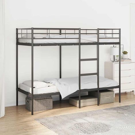 vidaXL Letto a Castello senza Materasso Nero 75x190 cm in Acciaio