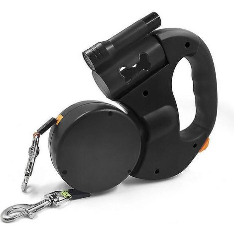 Retractable Double Dog Leash, 3m Long Double Rope, 360° Swivel Double Bar Design, Tangle-Free, Suitable for Walking Two Dogs at the Same Time, Each Weight Up to 50lbs (Black).