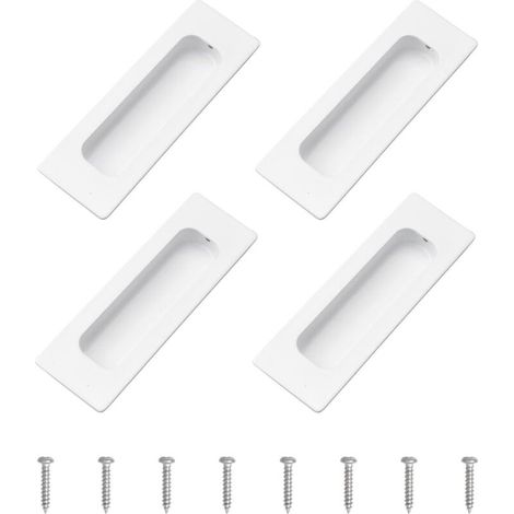 Set di 4 maniglie a incasso per mobili, pomelli rettangolari in acciaio inox bianco caldo con viti, montaggio a superficie, maniglia integrata per ante, cassetti e porte (1/5)