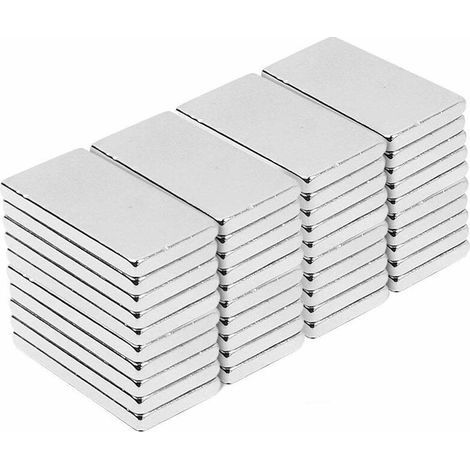 Aimants De Terre Rare,Super Rectangle Aimants En Néodyme Rectangulaires, Réfrigérateur, Diy, Cuisine, Sous-Sol Bâtiment- 20X10X2 Mm (40Pcs) (1/5)