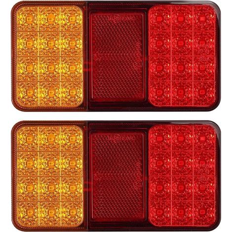 2 luci posteriori a LED con marchio E, luci di parcheggio con indicatori di direzione con 2x18 LED, luci di posizione a LED impermeabili, luci di stop posteriori universali da 12 V per rimorchi, roulo (1/4)