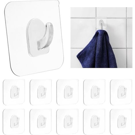40 Stück PVC Wandklebehaken 66cm Transparent Wandklebehaken Selbstklebend Kunststoffhaken Klebehaken Bad Küche Ohne Bohren Max 5kg