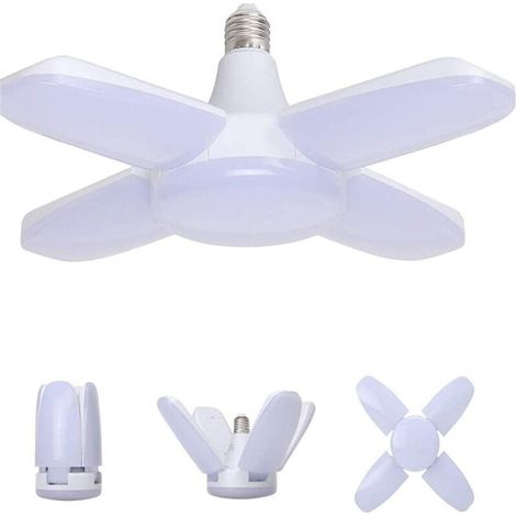Garagenlampe, E27-Fassung, 60 W, 6800 lm, kaltweiß (6500 K), LED-Garagelampe mit 4 verstellbaren Paneelen für Garage, Lagerhalle und Keller (1/4)