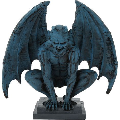 Realistische Gargoyle-Statue aus Kunstharz, gotische Skulptur, Ornament für Haus, Garten, Hof, Büro, blau