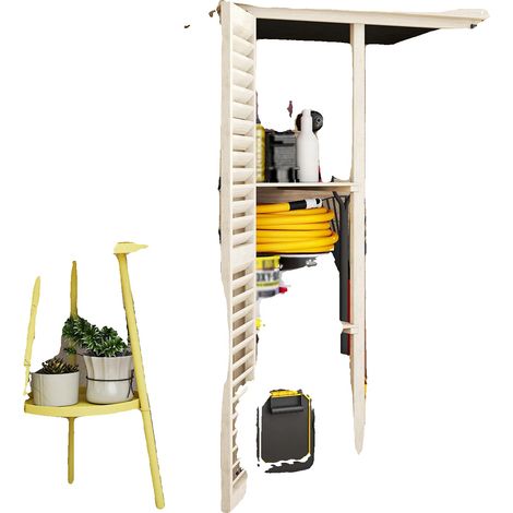 Cabinet de jardin, construction en bois, solution de rangement extérieur, JAUNE, 75X50X118 cm (1/5)