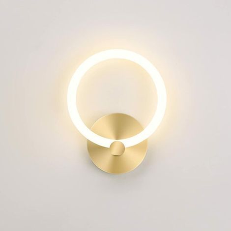 Aplique de pared LED dorado para interiores, lámpara de mesilla redonda moderna, 19 cm, aplique para dormitorio, sala de estar, pasillo, 10 W (blanco cálido 3000 K) (1/5)