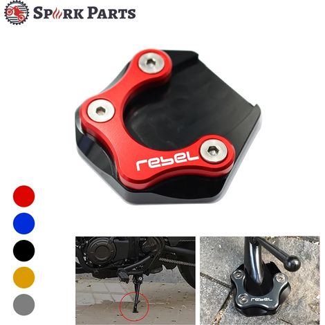 (Titane) Extension de béquille latérale pour moto, compatible avec Honda Rebel 500, CMX300 et CMX500 (accessoires de carrosserie maxpower). (1/4)
