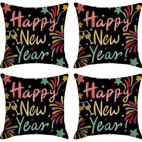 Bonne année Housses de coussin décoratives pour le Nouvel An et les fêtes d'hiver, parfaites pour décorer votre canapé ou votre fauteuil (1/5)