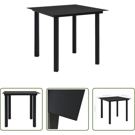 Table extérieure - Table à dîner de jardin Noir 80x80x74 cm Acier et verre (1/5)