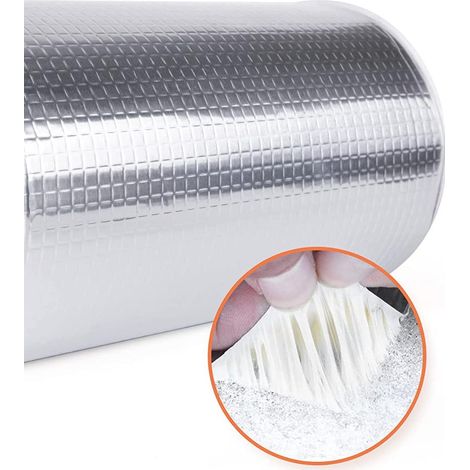 Ruban de papier d'aluminium butyle, ruban de butyle super étanche, ruban d'étanchéité auto-adhésif, ruban de réparation pour fuites de toit, fissures de tuyaux, murs extérieurs, trous (1/4)
