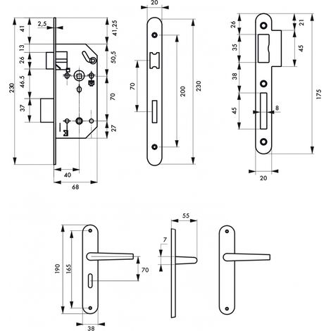Thirard – Serrure encastrable Monomax NF à condamnation – Ensemble poignées Vesta – Axe 40mm – Pêne acier galvanisé – Têtière acier bouts ronds (1/4)