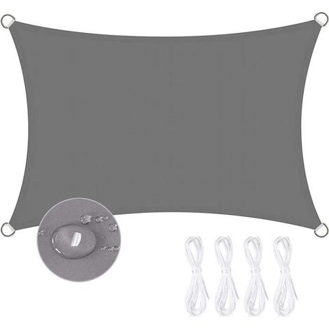 Voile d'ombrage imperméable rectangulaire 2 x 3 m, protection UV 95 %, tissu Oxford haute densité (1/4)