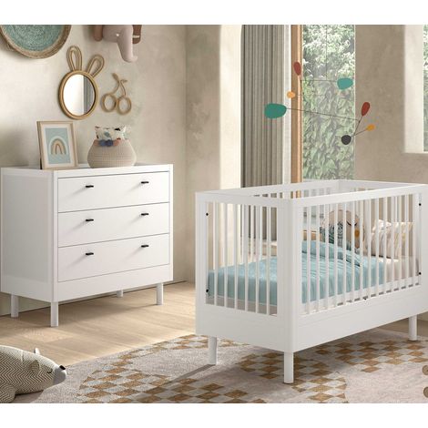 Chambre bébé Forrest: lit bébé 60x120cm, commode - bois de hêtre (1/5)