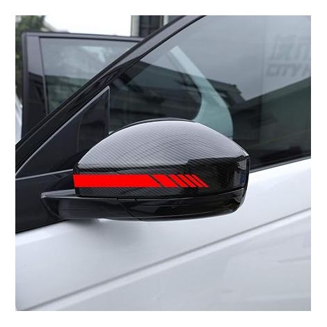 Car Rearview Mirror Stickers Adhesive Sports Design Stripes Car Stickers Red (1/5)