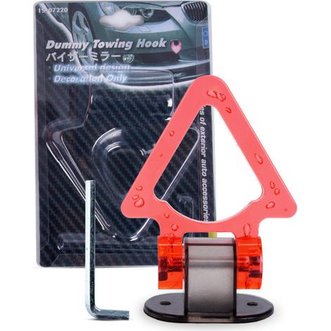 Car modification accessories, no-drill triangular tow hook, acrylic racing car adhesive decorative tow ring - red (1/4)